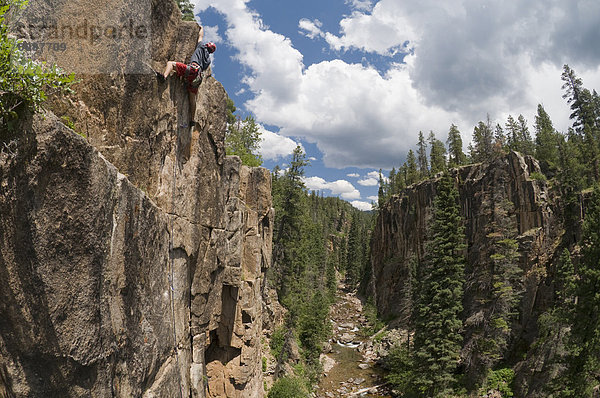Felsbrocken  Mann  Wald  jung  klettern  Colorado  Durango