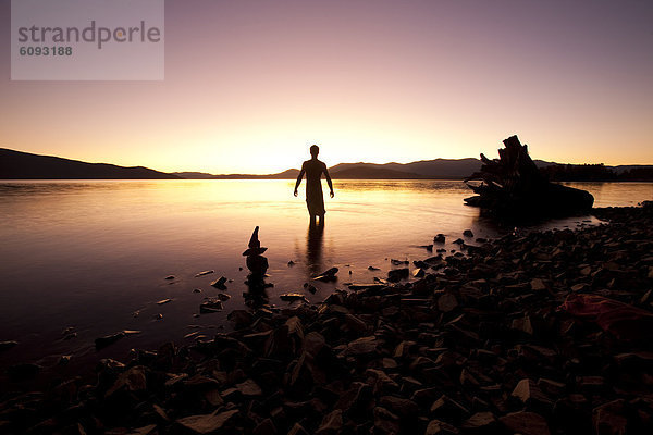 Berg  sehen  Sonnenuntergang  über  See  Figur  Sandpoint  Idaho