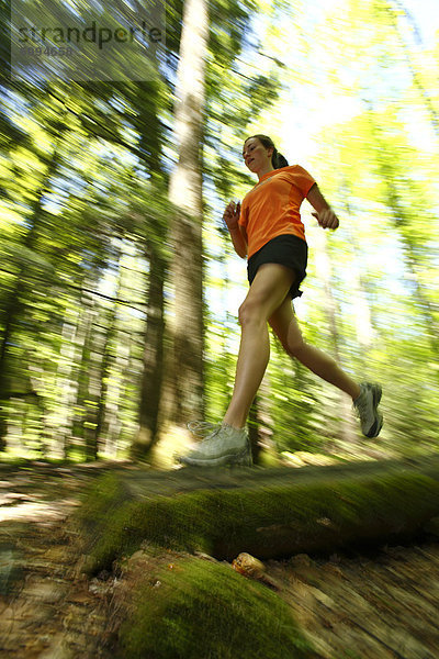 Frau  folgen  rennen  grün  Überfluss  Wald