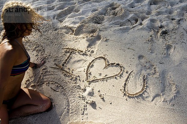 Frau  schreiben  Liebe  Strand  Mexiko