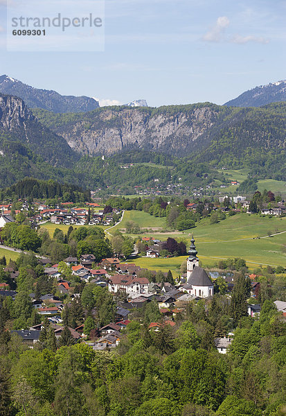 Germany  Bavaria  View of Bayrisch Gmain with Latten mountains in background