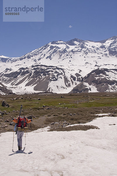 Frau  Berg  Ski  wandern  Anden  Chile