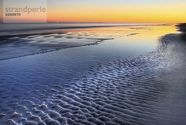 niedrig  Strand  Sonnenuntergang  Gezeiten  Spiegelung  Insel  South Carolina