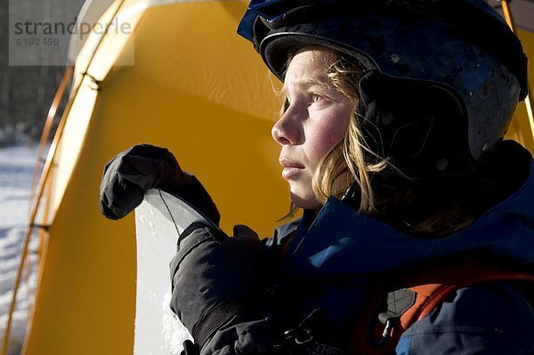 Snowboarding  nehmen  Junge - Person  unbewohnte  entlegene Gegend  Pause  Kalifornien