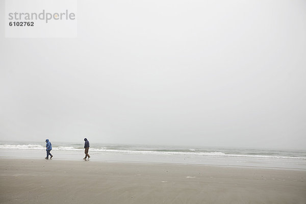 Wasserrand  gehen  Strand  Nebel