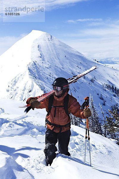 Berg  Skifahrer  Athlet  hoch  oben  wandern  Telemark