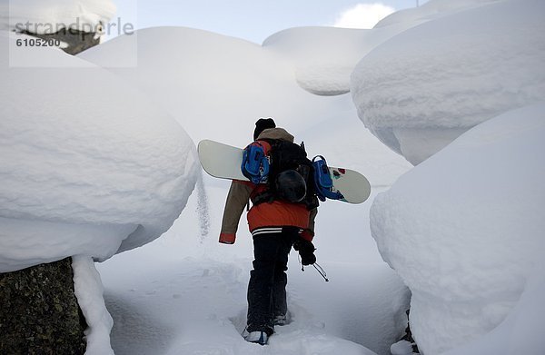 Snowboarding  Himmel  groß  großes  großer  große  großen  unbewohnte  entlegene Gegend