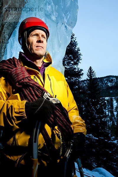 Bergsteiger  Portrait  Pose  Eis  Klettern