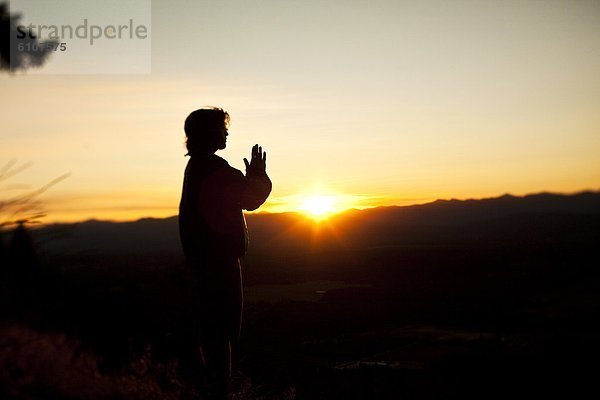 Mann  über  aufwärts  Tal  Gebet  jung  Idaho  Sonne