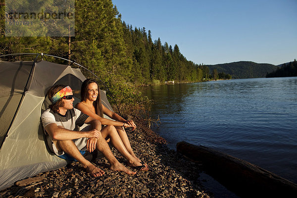 lächeln  Reise  camping  Kajak  2  jung  lachen  Idaho