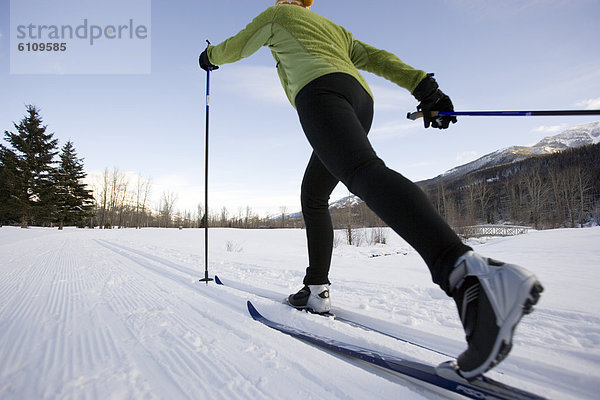 Frau  folgen  Skisport  Ski  gepflegt  Langlaufski