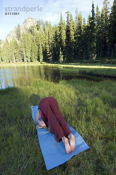 nahe  Yoga  Wiese  flach  Teich