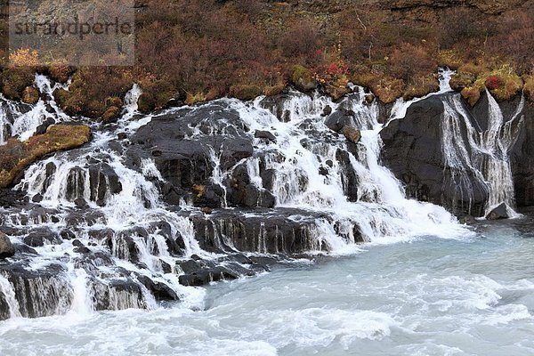 Die Wasserfälle Hraunfossar des Flusses Hvita  Island
