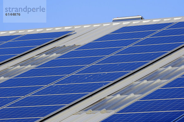 Photovoltaikanlage  Solarzellen  Solaranlage auf Firmendach  Nordrhein-Westfalen  Deutschland  Europa  ÖffentlicherGrund