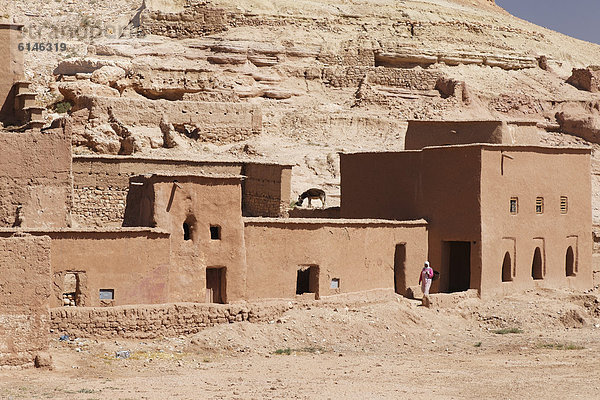 Lehmbauten bei AÔt-Ben-Haddou  UNESCO Weltkulturerbe  bei Ouarzazate  Souss-Massa-Dra‚  Königreich Marokko  Maghreb  Afrika