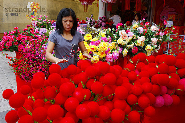 Blumen Stand  Vorbereitung für das chinesische Neujahrsfest  Chinatown  Kuala Lumpur  Malaysia  Südostasien  Asien