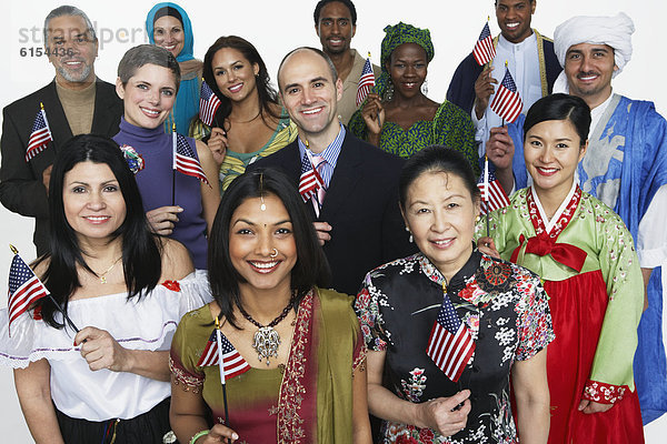 Mensch  Menschen  Tradition  halten  Fahne  amerikanisch  multikulturell  Kleid