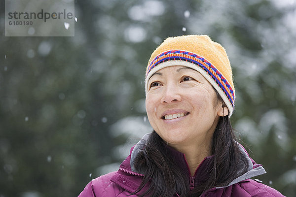 Frau  Hut  Kleidung  Schnee