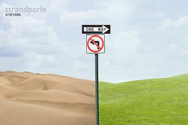 zeigen  grün  Fernverkehrsstraße  Zeichen  Wüste  Gras