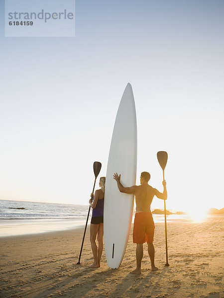 stehend  Strand  Surfboard  Paddel