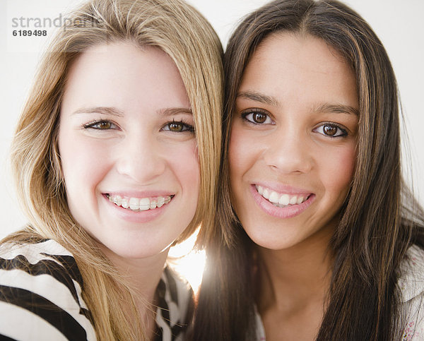 Smiling teenage girls