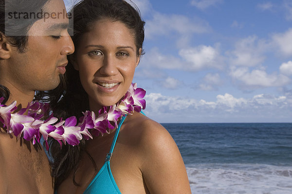 Portrait  Strand  Kleidung  lei