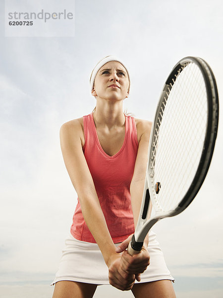 Europäer  Frau  spielen  Tennis