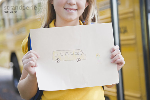 Europäer halten Zeichnung Omnibus Schule (Einrichtung) Mädchen