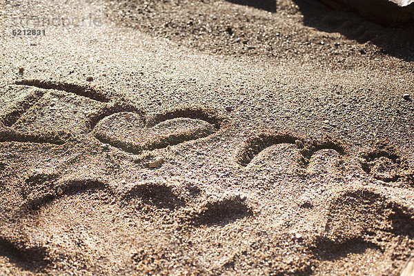 schreiben  Sand  herzförmig  Herz