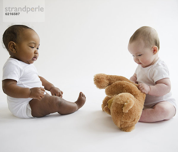 sitzend  Zusammenhalt  Boden  Fußboden  Fußböden  Teddy  Teddybär