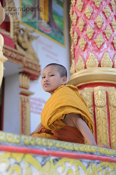 jung fünfstöckig Buddhismus Südostasien Laos Mönch