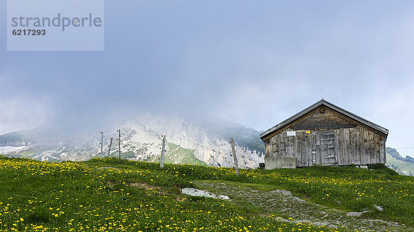 Hütte Europa Berg Zaun Wiese Schweiz