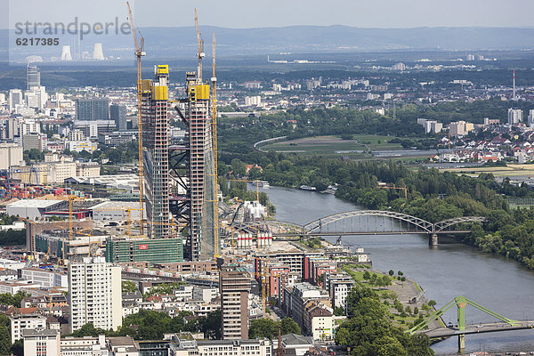 Neubau der Europäischen Zentralbank  EZB  Frankfurt am Main  Hessen  Deutschland  Europa