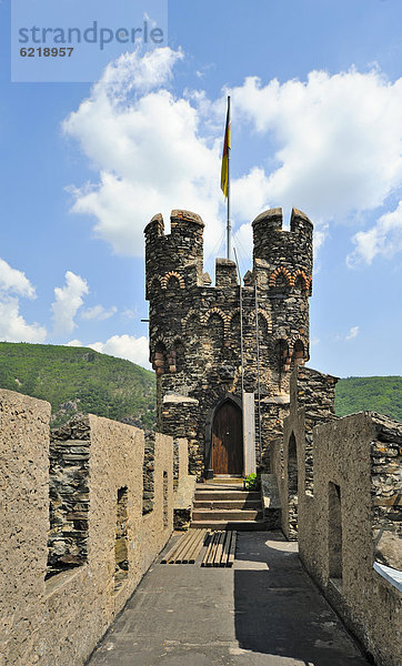 Burg Reichenstein  Trechtingshausen  Unesco Weltkulturerbe Oberes Mittelrheintal  Rheinland-Pfalz  Deutschland  Europa