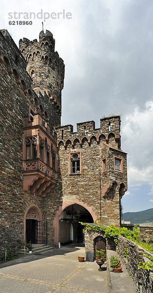 Burg Reichenstein  Trechtingshausen  Unesco Weltkulturerbe Oberes Mittelrheintal  Rheinland-Pfalz  Deutschland  Europa