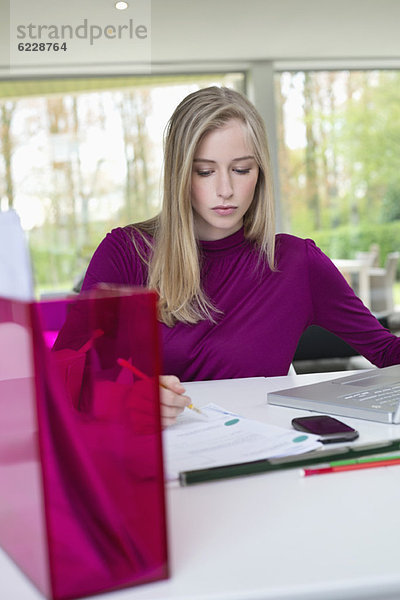 Geschäftsfrau  die im Home Office arbeitet