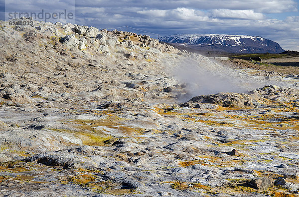 Solfataren  Fumarolen  Schwefel und andere Mineralien  Dampf  Hochtemperaturgebiet oder Geothermalgebiet Hverarönd  Berge N·mafjall  Gebiet des M_vatn  Nor_urland eystra  Nordost-Island  Island  Europa