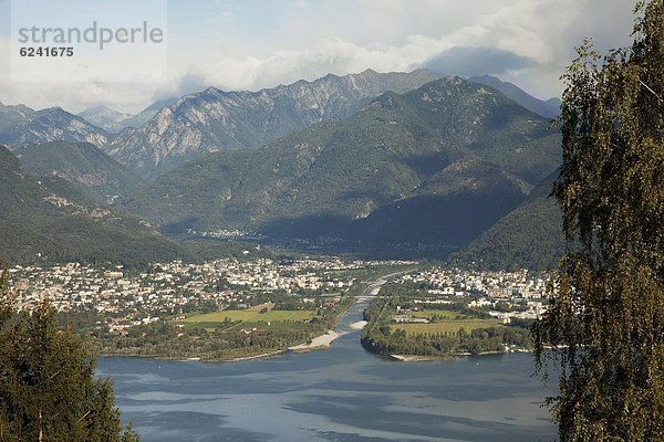 Europa Stadt Fluss Langensee Lago Maggiore Ascona Locarno Schweiz Kanton Tessin