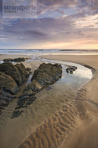 niedrig  Europa  Strand  Großbritannien  Gezeiten  Sand  Devon  England  Woolacombe