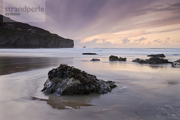 Wasserrand  Europa  Sonnenuntergang  Großbritannien  Sand  Gewölbe  Cornwall  England