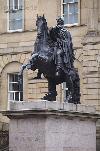Außenaufnahme Wellington Hauptstadt Edinburgh Hauptstadt Europa Wohnhaus Großbritannien Statue Reiter Lothian Schottland