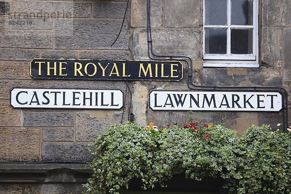 Edinburgh  Hauptstadt  Europa  Großbritannien  Zeichen  Lothian  Royal Mile  Schottland