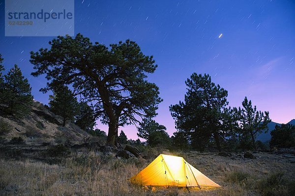 Vereinigte Staaten von Amerika  USA  beleuchtet  Nacht  Himmel  unterhalb  Zelt  Nordamerika  Colorado