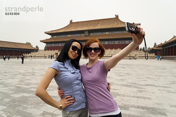Fotografie  nehmen  Halle  Tourist  frontal  Bewunderung  Peking  Hauptstadt  Eigentum  China  Asien  Verbotene Stadt