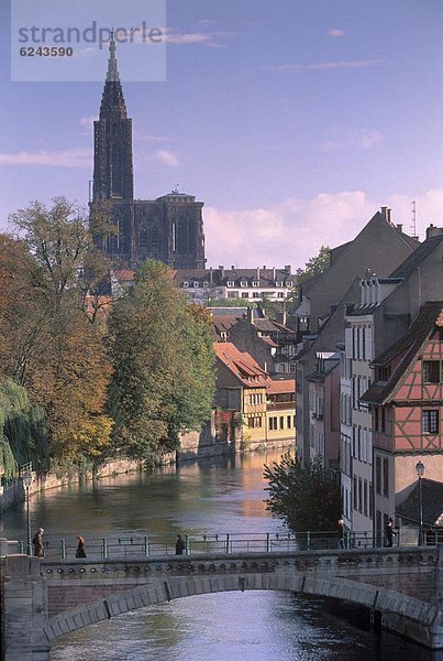 Frankreich  Europa  bedecken  flirten  Brücke  Hintergrund  Kathedrale  UNESCO-Welterbe  Elsass  Jahrhundert  Viertel Menge  Straßburg