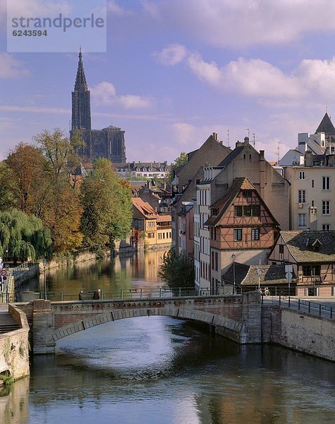 Frankreich  Europa  bedecken  flirten  über  Krankheit  Brücke  Hintergrund  Fluss  Kathedrale  UNESCO-Welterbe  Elsass  Jahrhundert  Viertel Menge  Straßburg