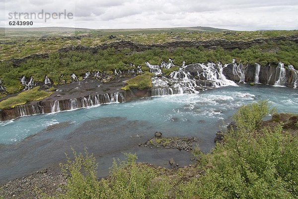 Felsbrocken  fließen  Wasserfall  Hraunfossar  Island