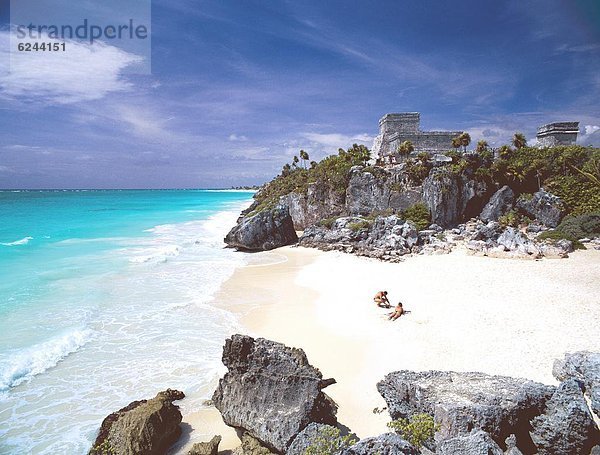 Strand  Meer  Ruine  Ignoranz  Nordamerika  Karibik  Mexiko  Maya  Tulum  Halbinsel Yucatan