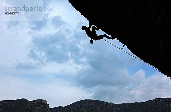 rauh  Höhle  Klettern  Richtung  Schlucht  Aragonien  überhängen  Spanien
