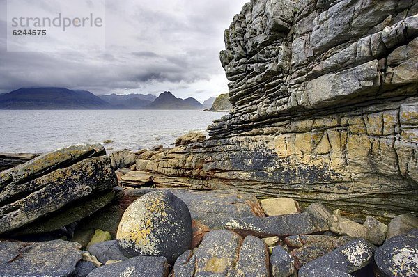 Europa  Felsen  Großbritannien  Hügel  Highlands  Ansicht  Ufer  Elgol  Isle of Skye  Schottland